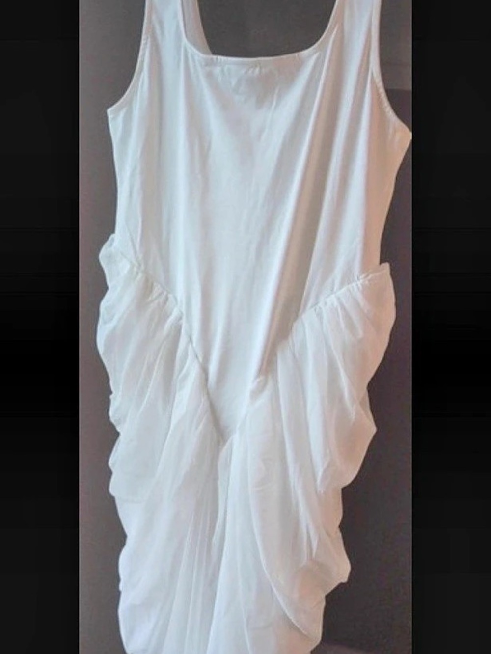 Ruched Maxi Dress in White Like New